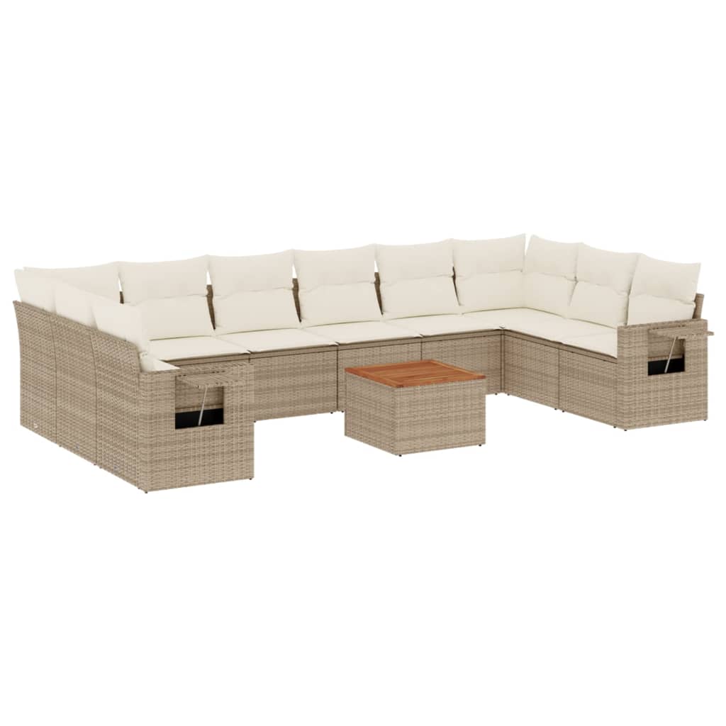 sofasæt til haven 11 dele med hynder polyrattan beige