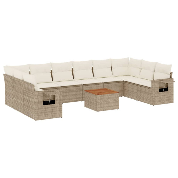 sofasæt til haven 11 dele med hynder polyrattan beige