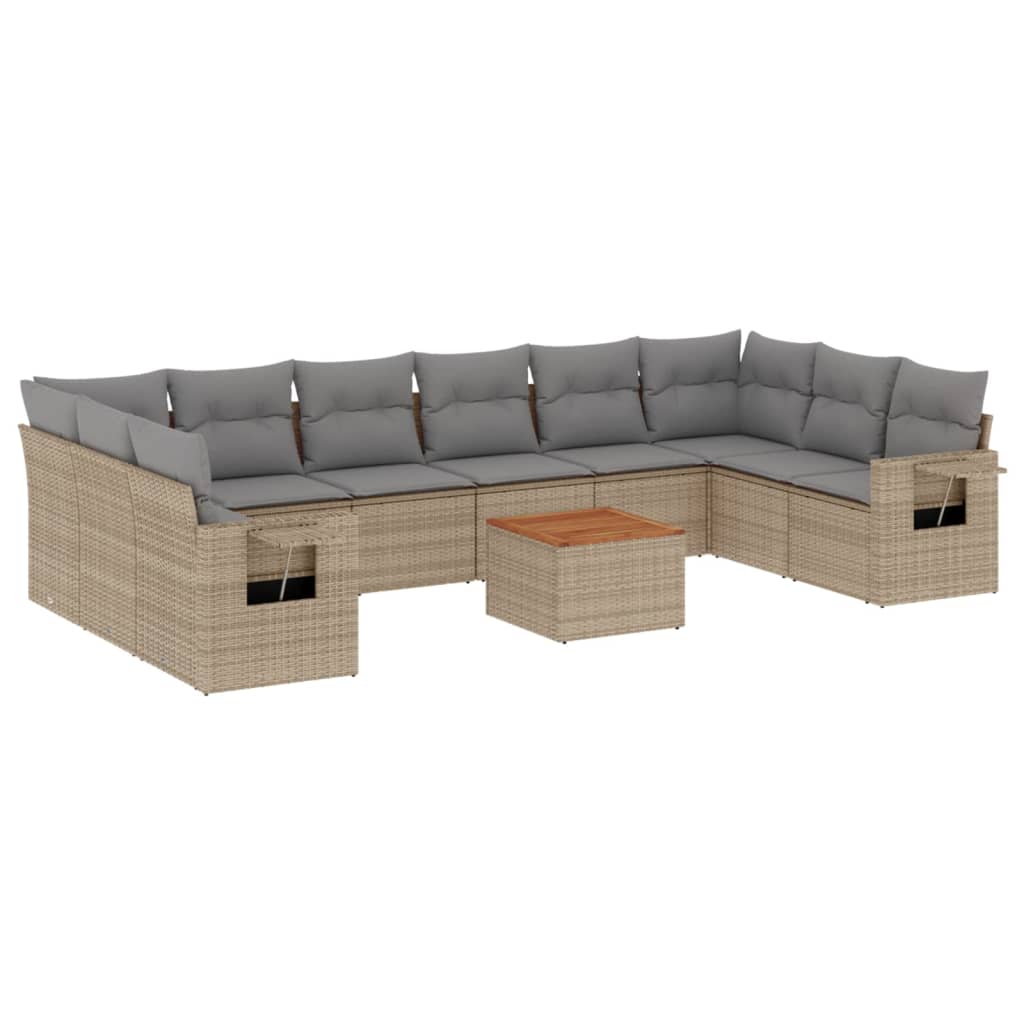 sofasæt til haven 11 dele med hynder polyrattan beige