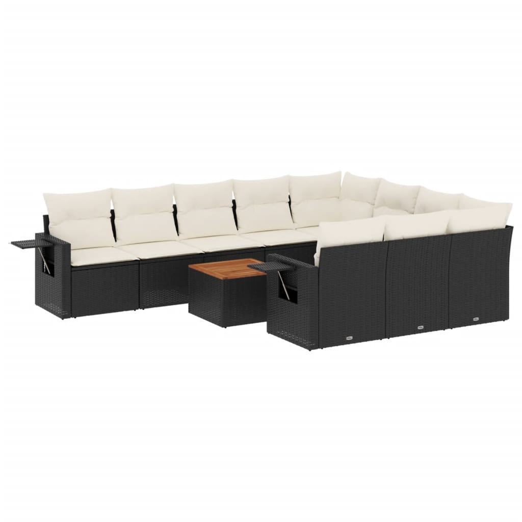 sofasæt til haven 11 dele med hynder polyrattan sort