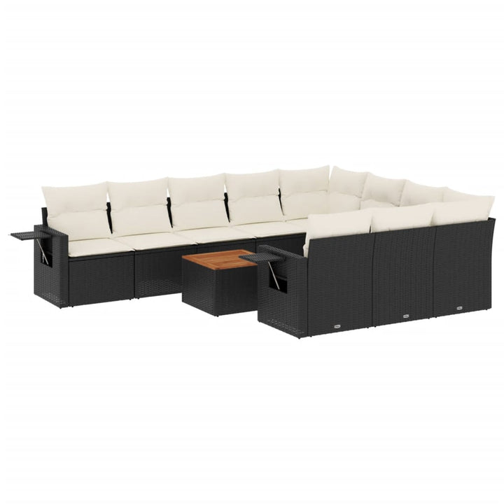 sofasæt til haven 11 dele med hynder polyrattan sort