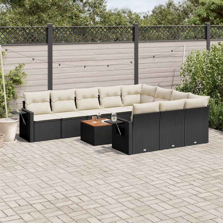 sofasæt til haven 11 dele med hynder polyrattan sort
