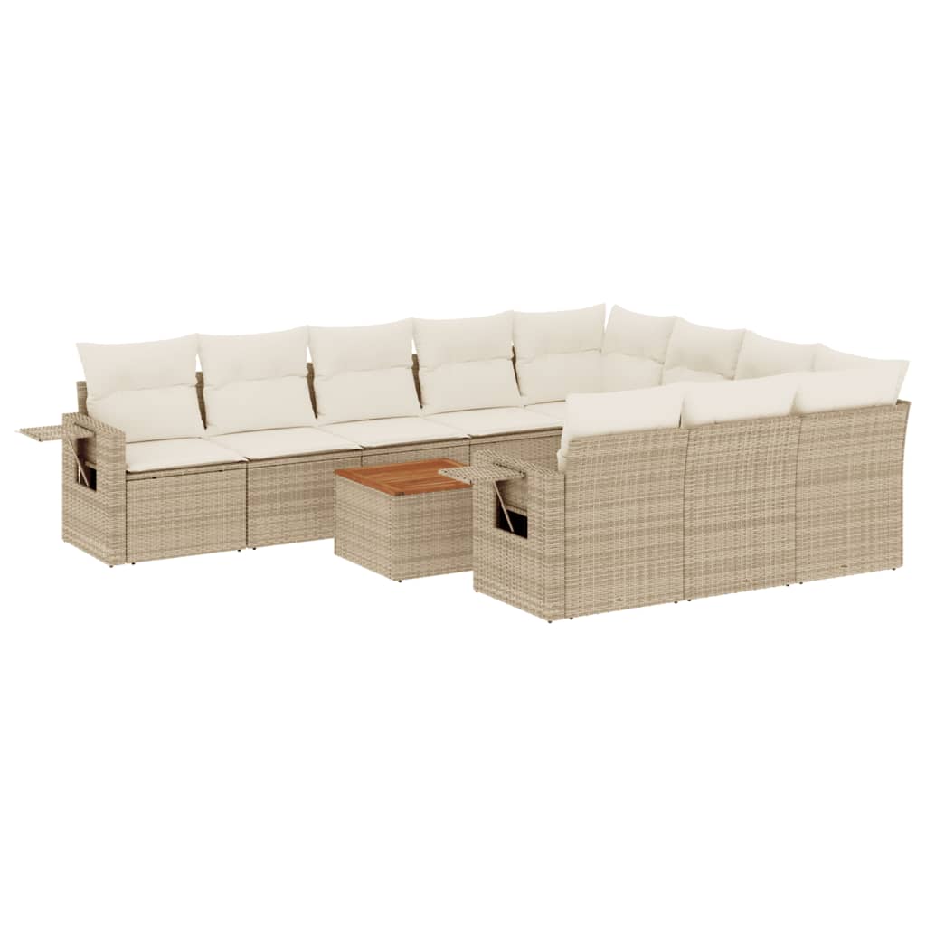 sofasæt til haven 11 dele med hynder polyrattan beige