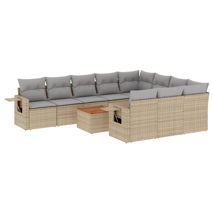 sofasæt til haven 11 dele med hynder polyrattan beige