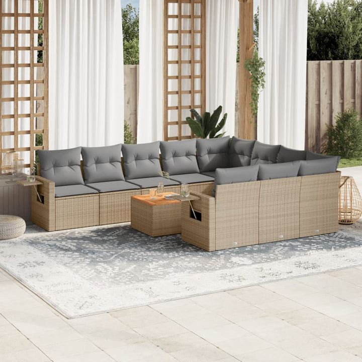 sofasæt til haven 11 dele med hynder polyrattan beige
