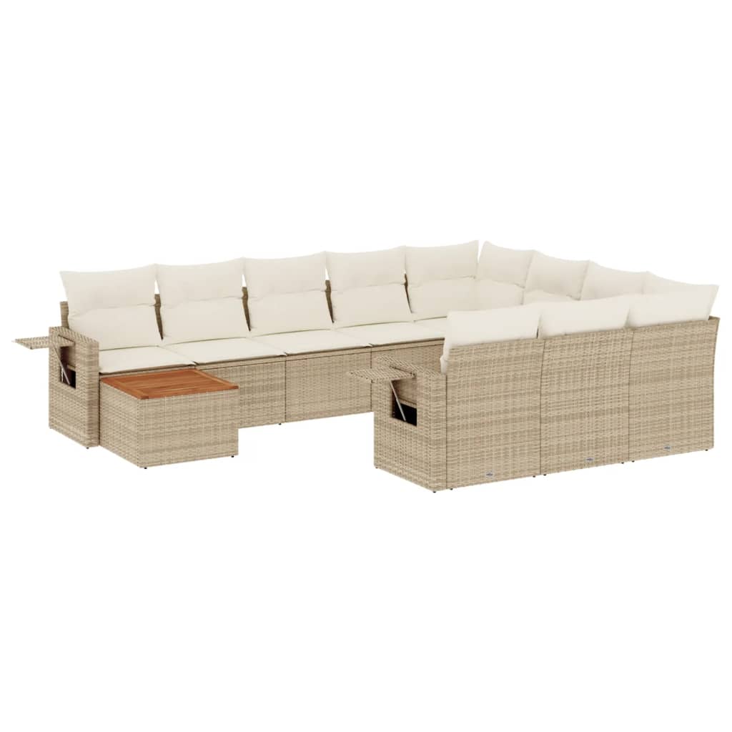 sofasæt til haven 11 dele med hynder polyrattan beige