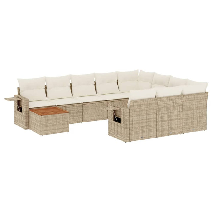 sofasæt til haven 11 dele med hynder polyrattan beige