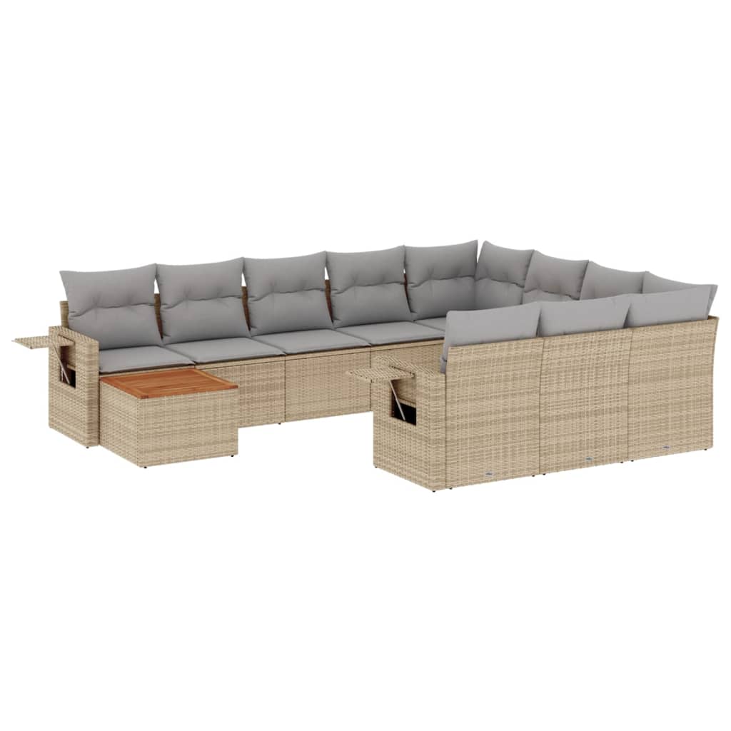 sofasæt til haven 11 dele med hynder polyrattan beige