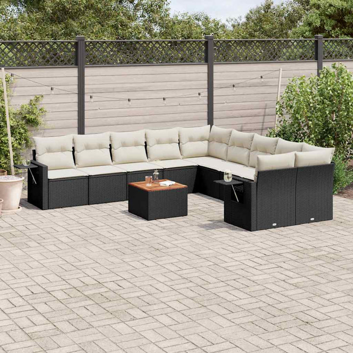 sofasæt til haven 11 dele med hynder polyrattan sort