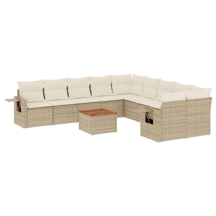 sofasæt til haven 11 dele med hynder polyrattan beige