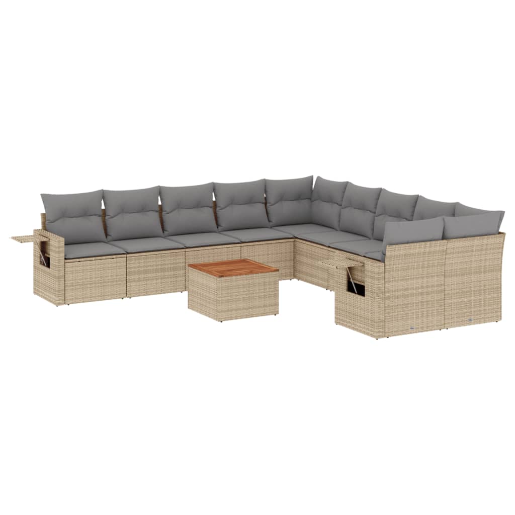 sofasæt til haven 11 dele med hynder polyrattan beige