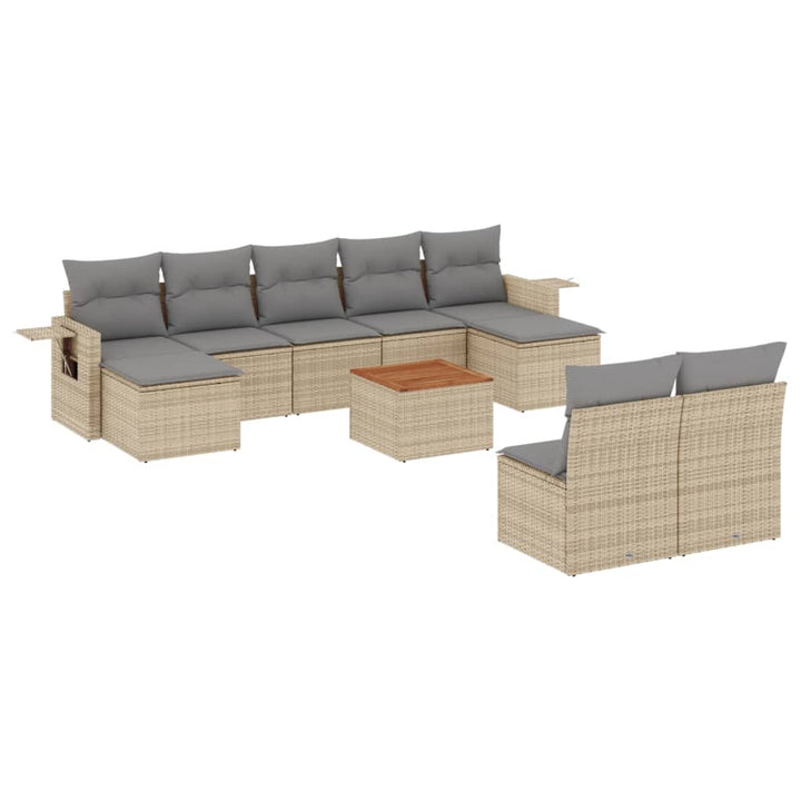 sofasæt til haven 10 dele med hynder polyrattan beige