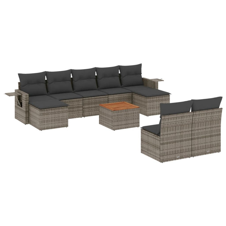 sofasæt til haven 10 dele med hynder polyrattan grå