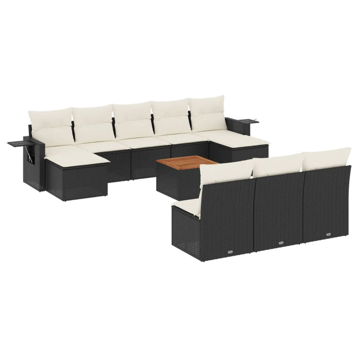 sofasæt til haven 11 dele med hynder polyrattan sort