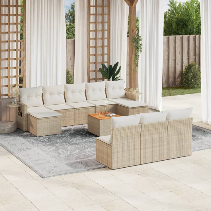 sofasæt til haven 11 dele med hynder polyrattan beige