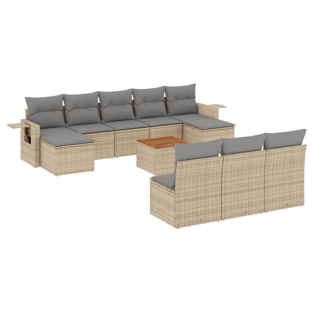 sofasæt til haven 11 dele med hynder polyrattan beige