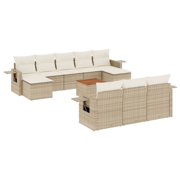 sofasæt til haven 11 dele med hynder polyrattan beige