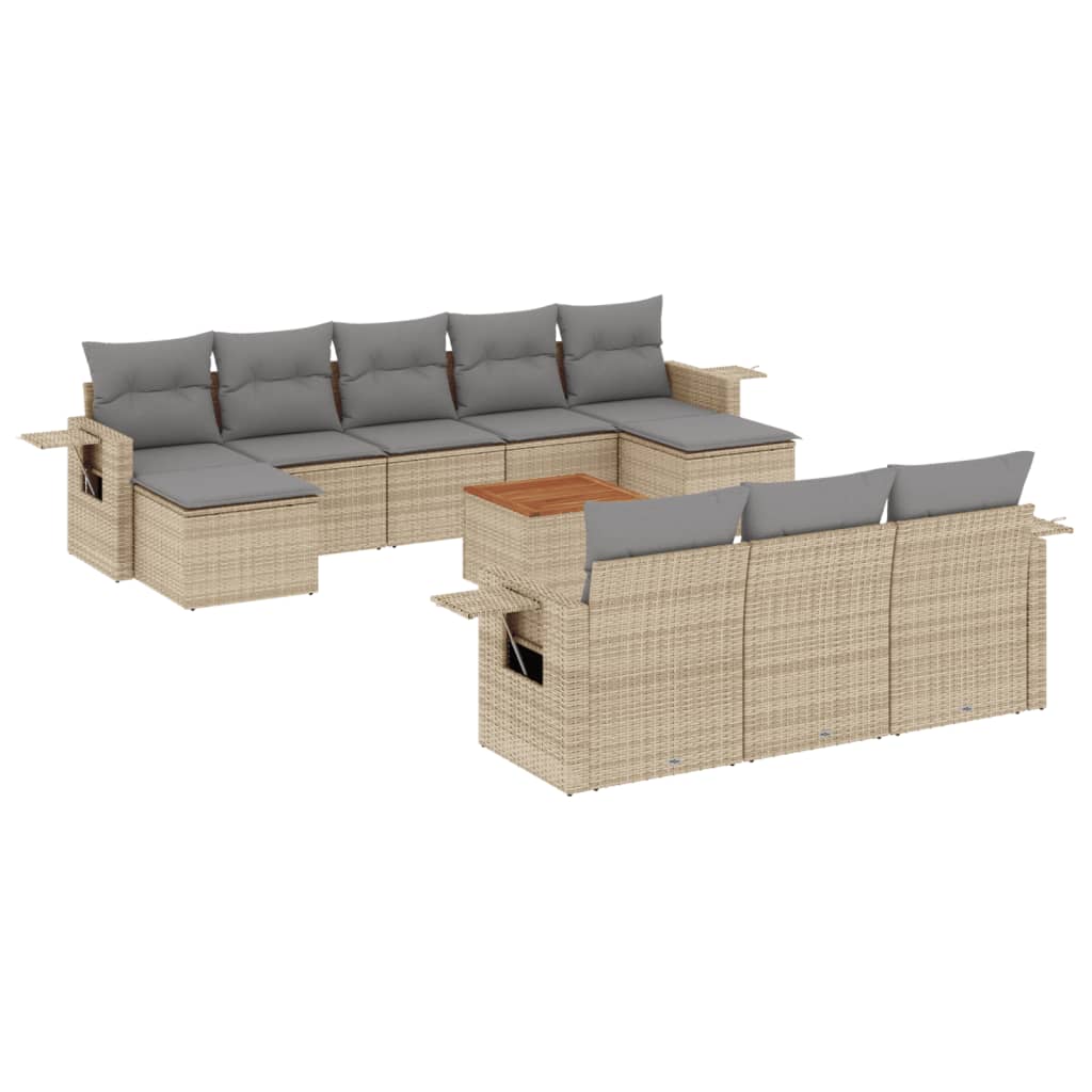 sofasæt til haven 11 dele med hynder polyrattan beige