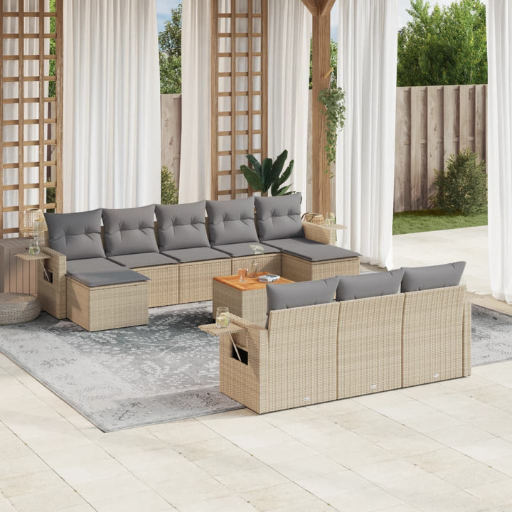 sofasæt til haven 11 dele med hynder polyrattan beige