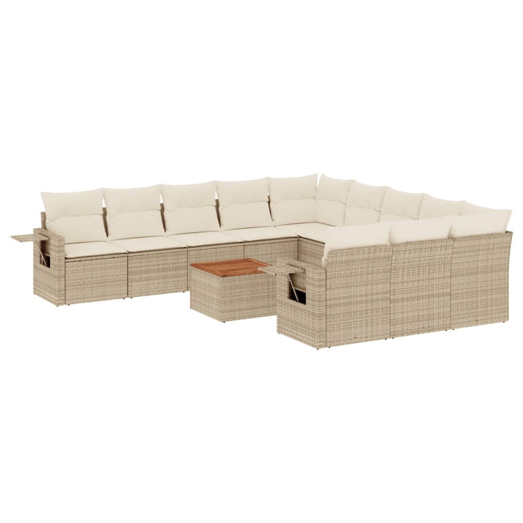 sofasæt til haven 12 dele med hynder polyrattan beige