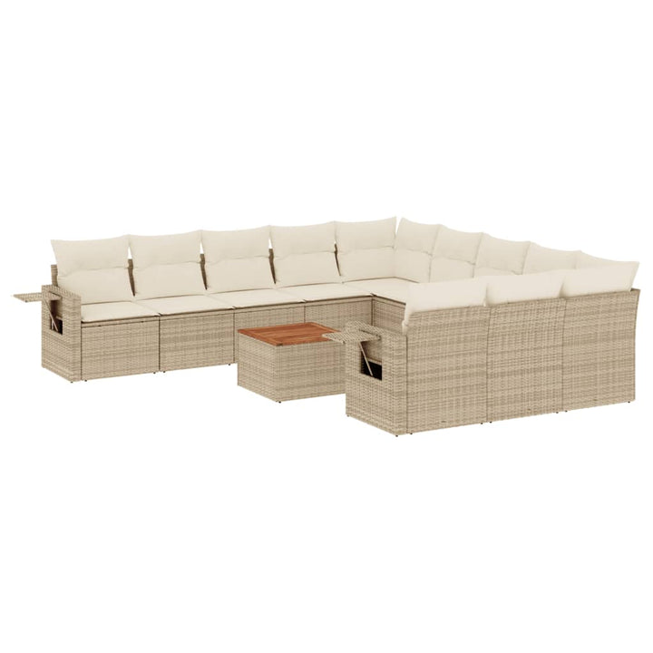 sofasæt til haven 12 dele med hynder polyrattan beige