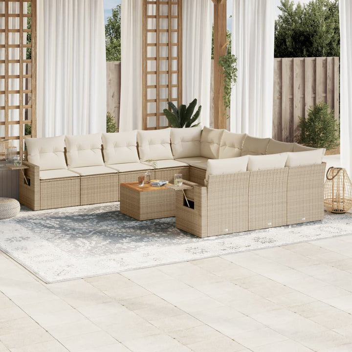 sofasæt til haven 12 dele med hynder polyrattan beige