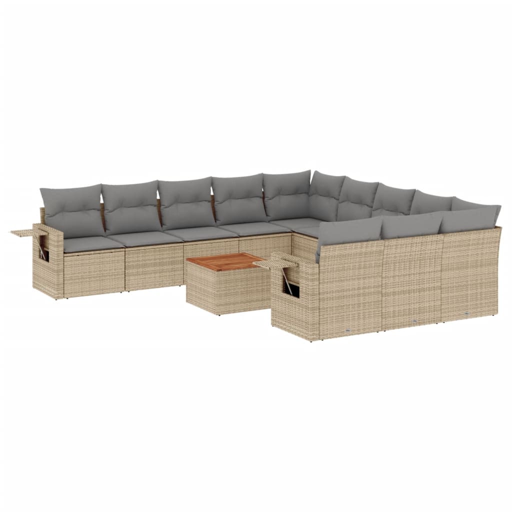 sofasæt til haven 12 dele med hynder polyrattan beige