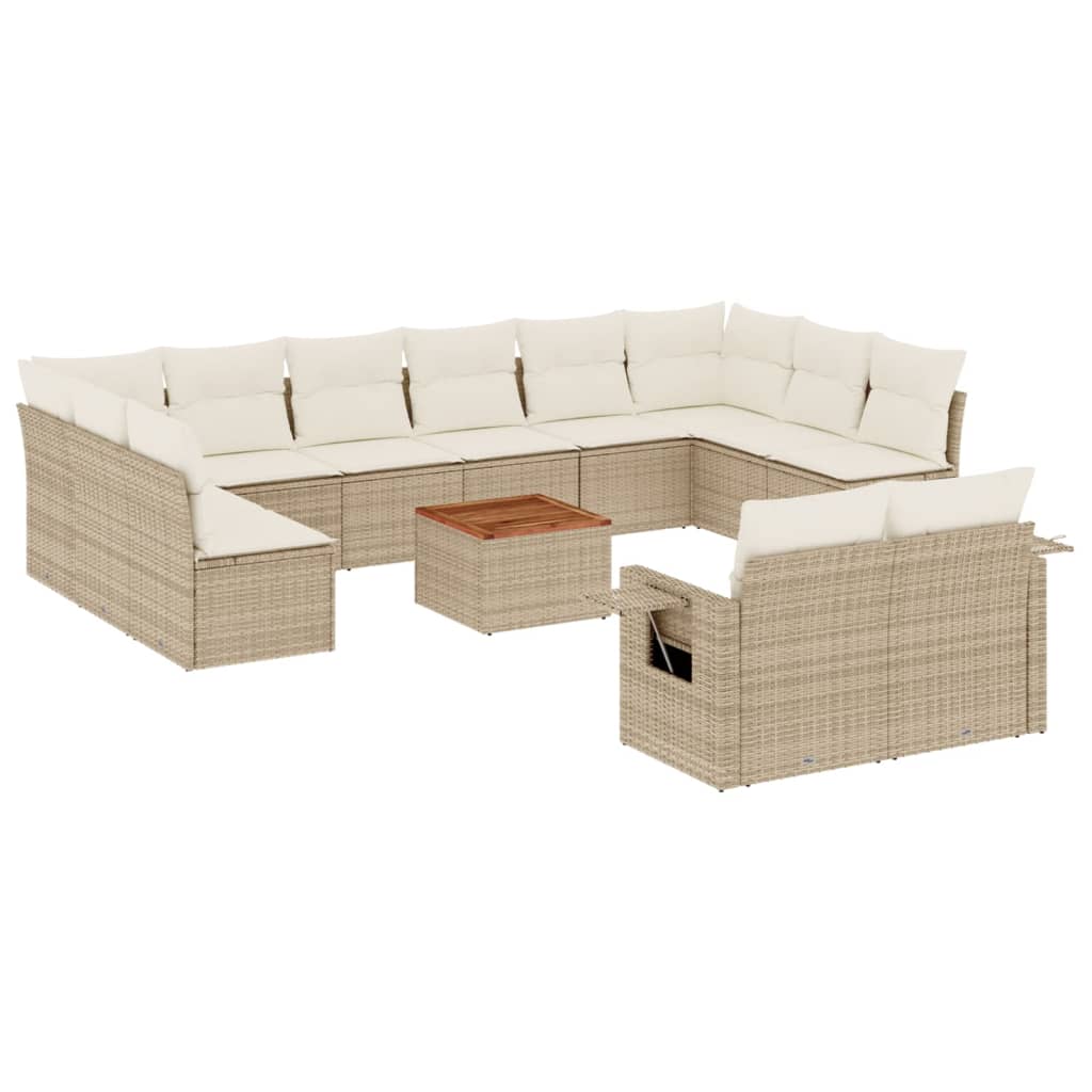 sofasæt til haven 13 dele med hynder polyrattan beige
