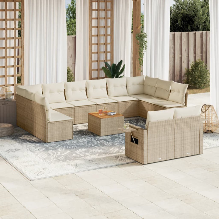sofasæt til haven 13 dele med hynder polyrattan beige