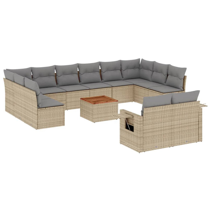 sofasæt til haven 13 dele med hynder polyrattan beige