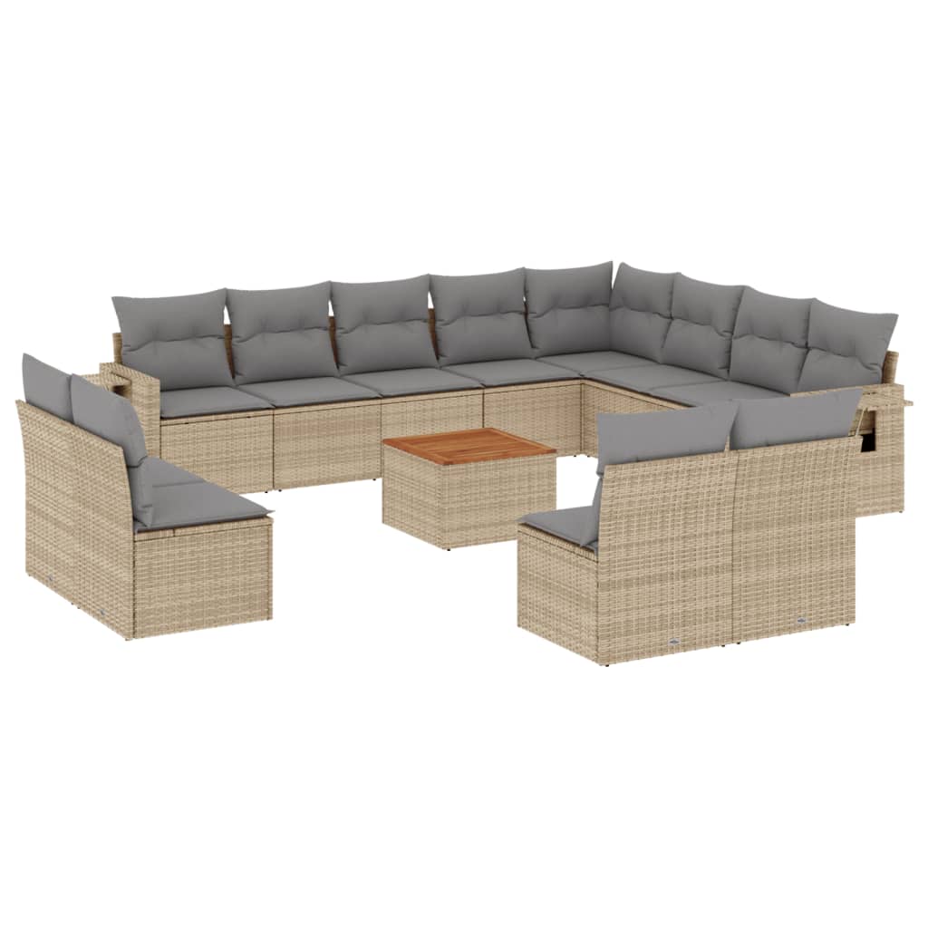 sofasæt til haven 13 dele med hynder polyrattan beige