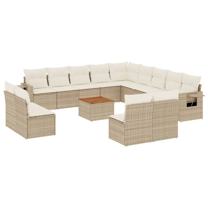 sofasæt til haven 14 dele med hynder polyrattan beige