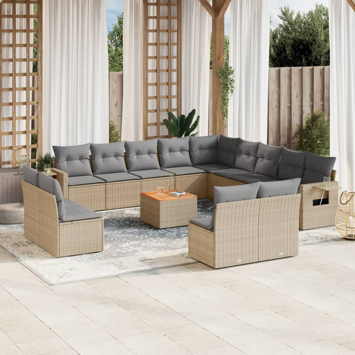 sofasæt til haven 14 dele med hynder polyrattan beige