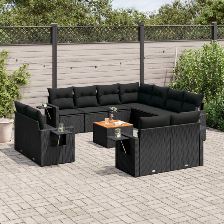 sofasæt til haven 12 dele med hynder polyrattan sort