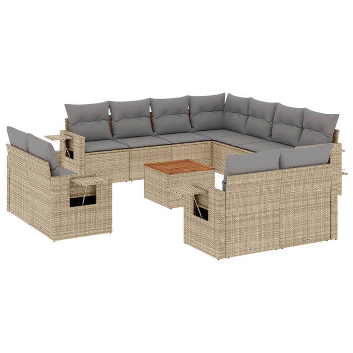 sofasæt til haven 12 dele med hynder polyrattan beige