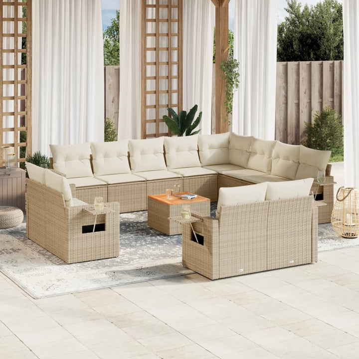 sofasæt til haven 13 dele med hynder polyrattan beige