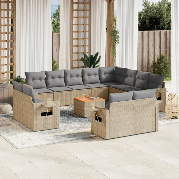 sofasæt til haven 13 dele med hynder polyrattan beige