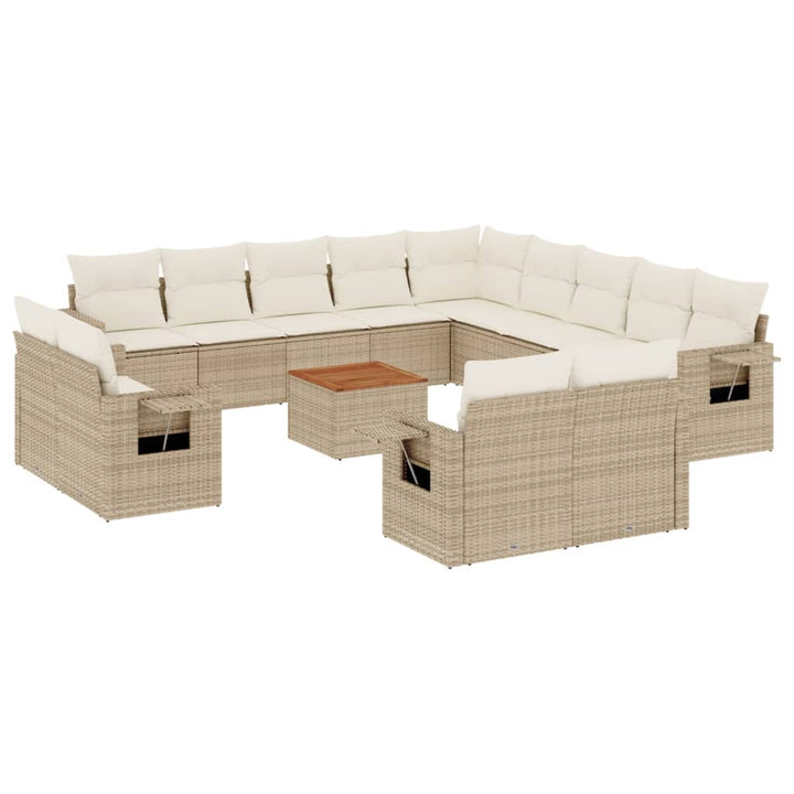 sofasæt til haven 14 dele med hynder polyrattan beige