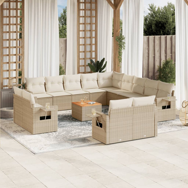 sofasæt til haven 14 dele med hynder polyrattan beige