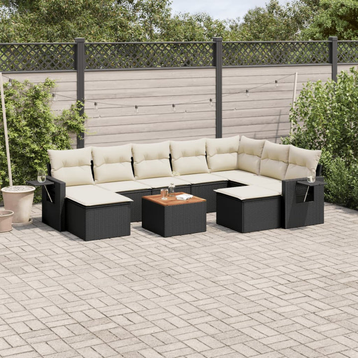 sofasæt til haven 10 dele med hynder polyrattan sort