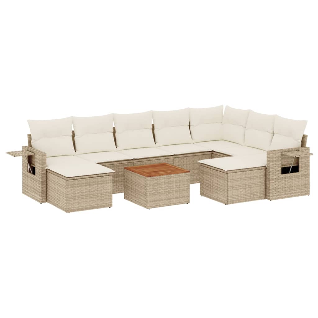 sofasæt til haven 10 dele med hynder polyrattan beige