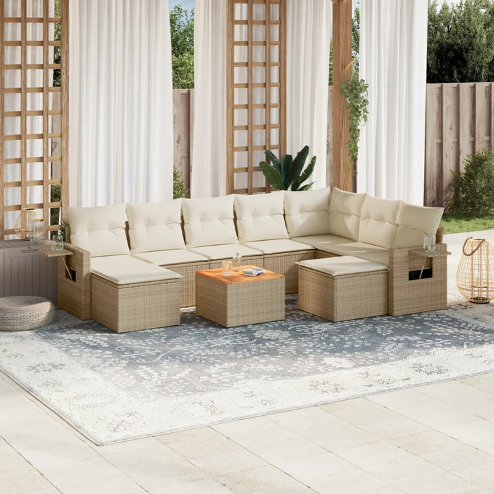 sofasæt til haven 10 dele med hynder polyrattan beige