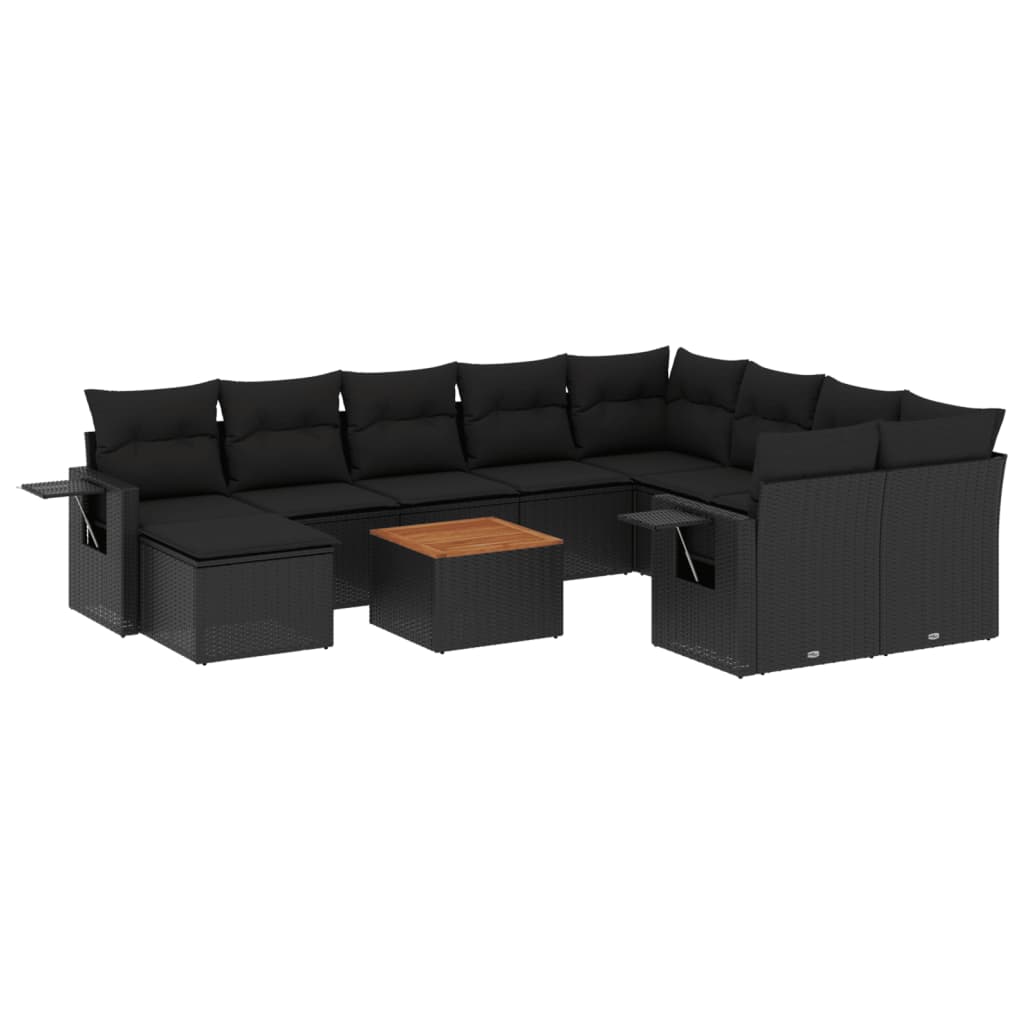 sofasæt til haven 11 dele med hynder polyrattan sort