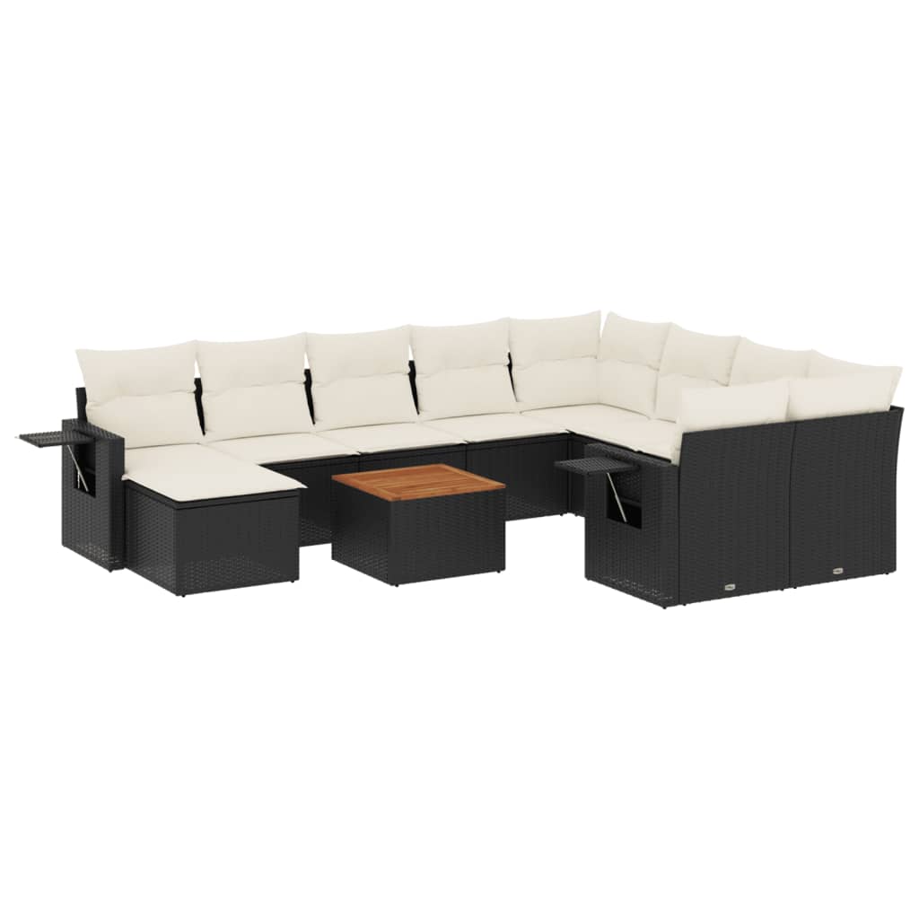 sofasæt til haven 11 dele med hynder polyrattan sort