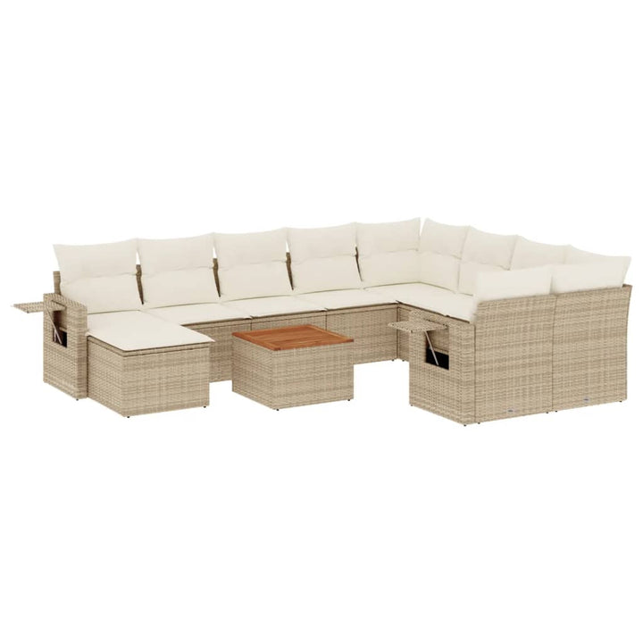 sofasæt til haven 11 dele med hynder polyrattan beige