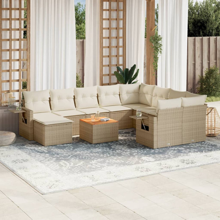 sofasæt til haven 11 dele med hynder polyrattan beige