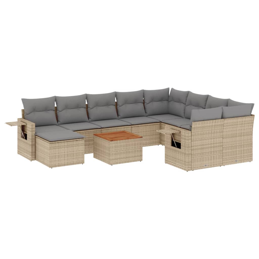 sofasæt til haven 11 dele med hynder polyrattan beige