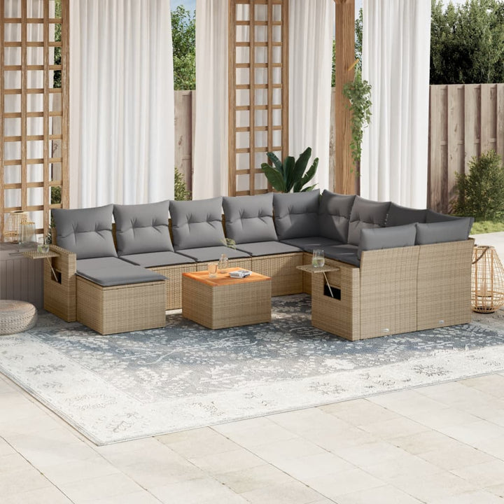 sofasæt til haven 11 dele med hynder polyrattan beige