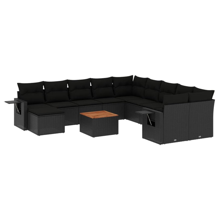 sofasæt til haven 12 dele med hynder polyrattan sort