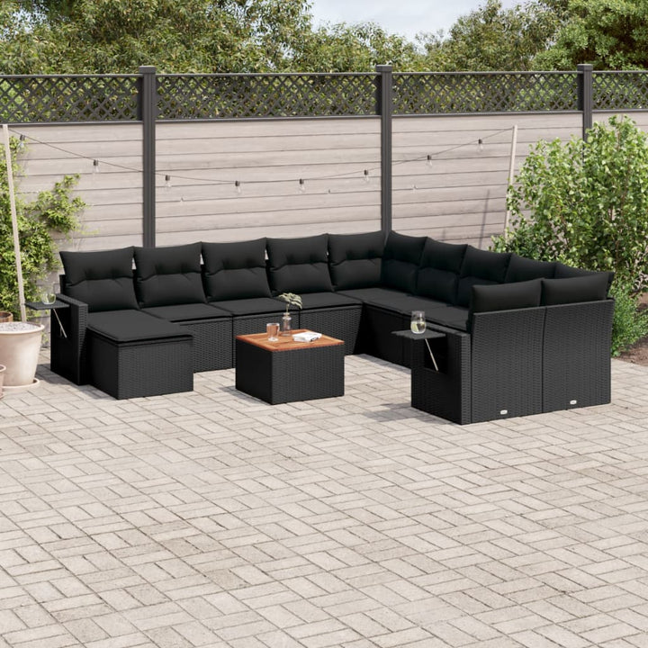 sofasæt til haven 12 dele med hynder polyrattan sort